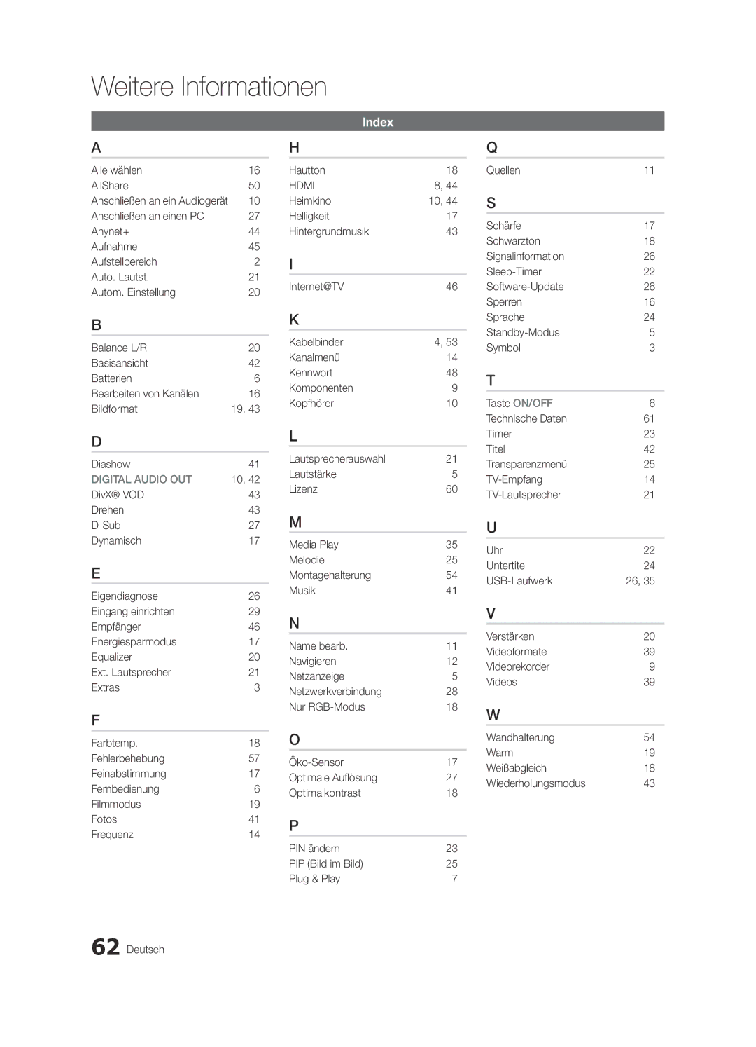 Samsung UE46C6990VSXZG, UE40C6990VSXZG, UE55C6990VSXZG manual Alle wählen AllShare, Anschließen an ein Audiogerät 