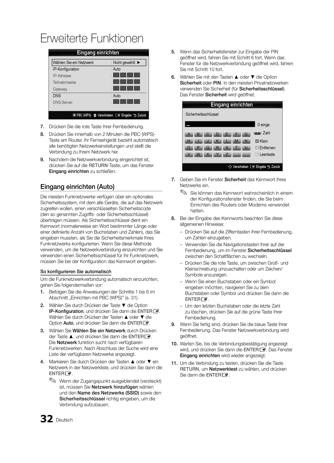 Samsung UE46C6990VSXZG, UE40C6990VSXZG Drücken Sie die rote Taste Ihrer Fernbedienung, Sicherheitsschlüssel Einge, Klein 