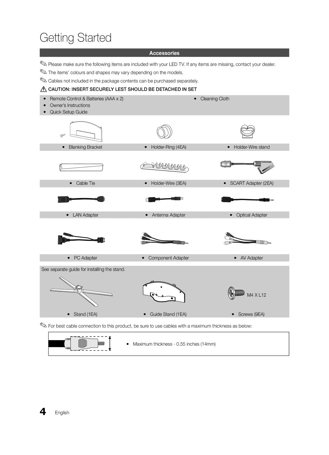 Samsung UE40C7000WKXXU, UE46C7000WKXXU Accessories, Yy Cable Tie Yy Holder-Wire 3EA, Yy LAN Adapter Yy Antenna Adapter 