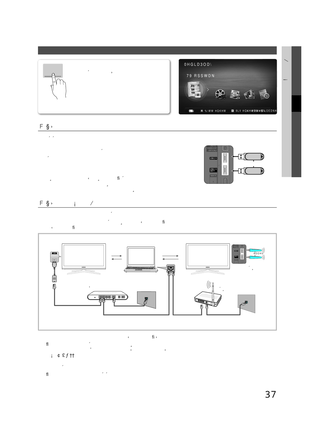 Samsung UE40C8700XSXZG manual Koble til en USB-enhet, Koble til PC-en gjennom nettverk, Storage Class og/eller PC-en 