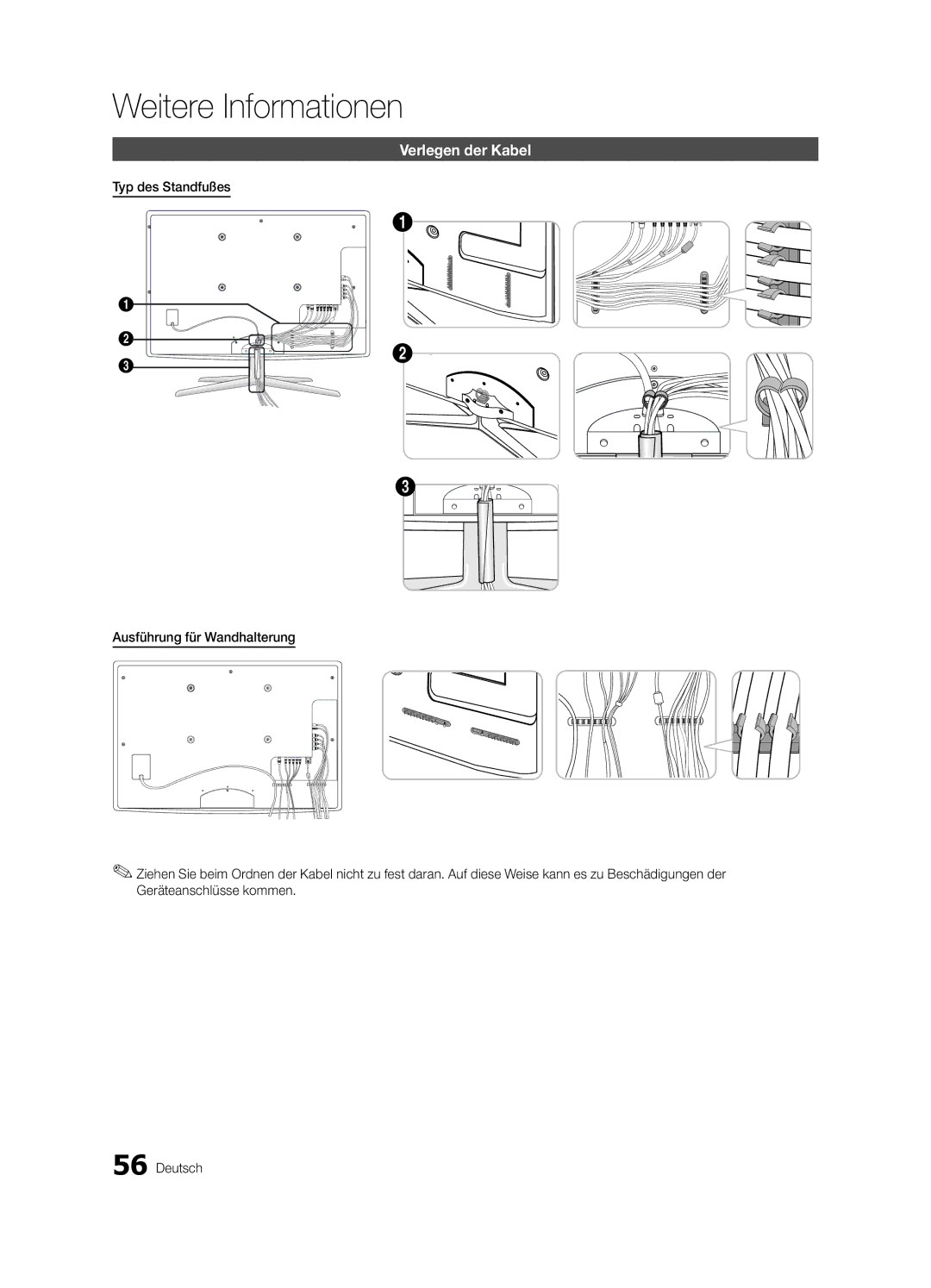 Samsung UE40C8790XZXZG, UE65C8790XSXZG manual Verlegen der Kabel 