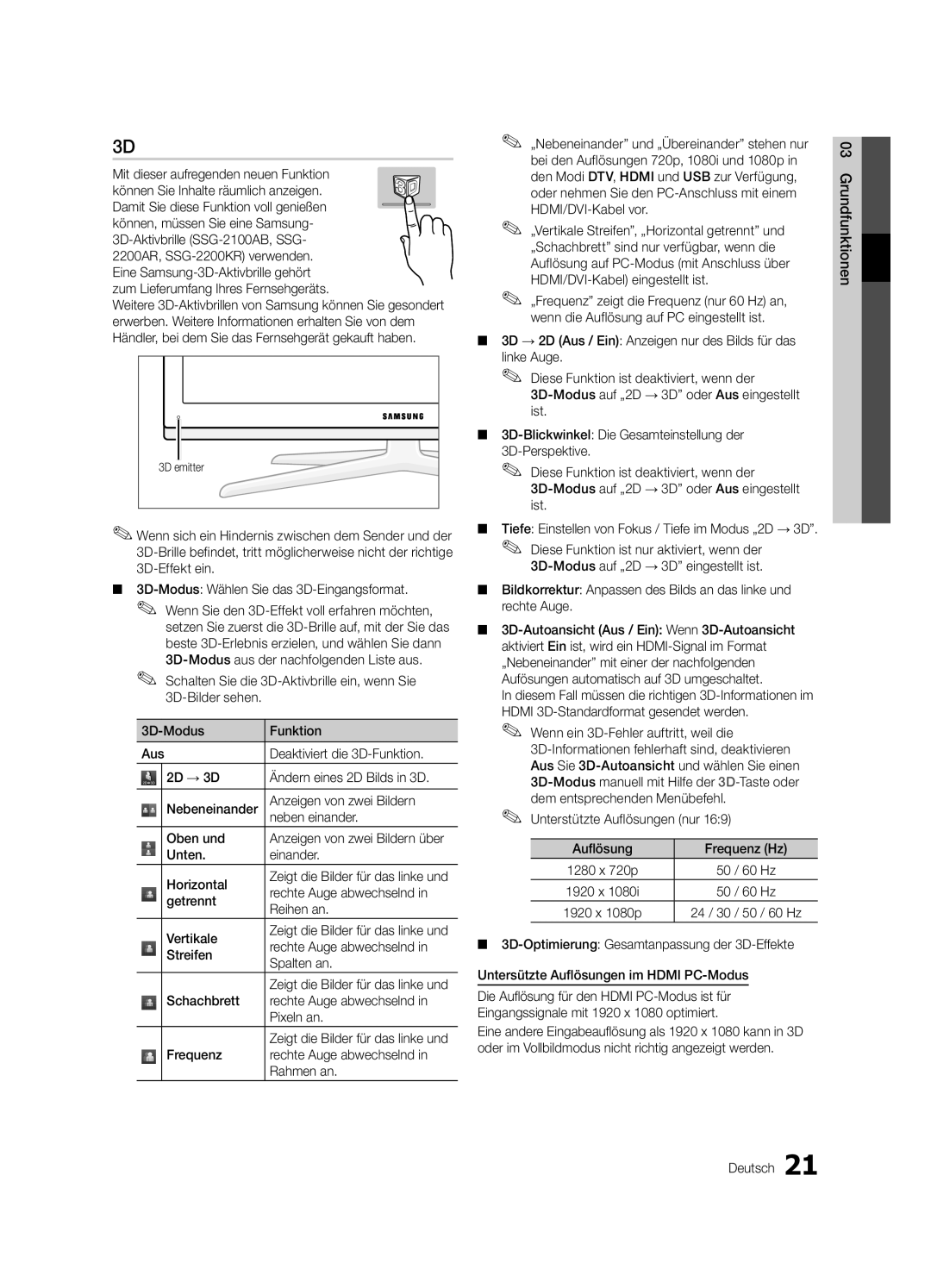 Samsung UE65C8790XSXZG Mit dieser aufregenden neuen Funktion, Unten Einander Horizontal, Rechte Auge abwechselnd, Getrennt 