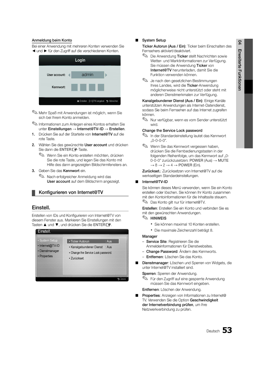 Samsung UE40C9000ZWXXH manual Konfigurieren von Internet@TV, Sie dann die ENTERE-Taste, Geben Sie das Kennwort ein 