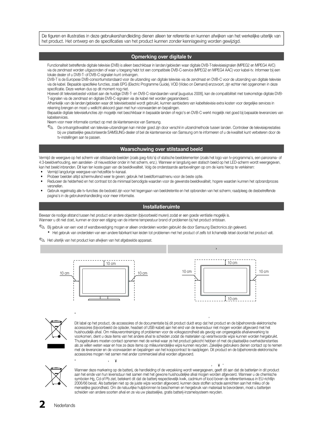 Samsung UE40C9000ZWXXH manual Nederlands, 10 cm 