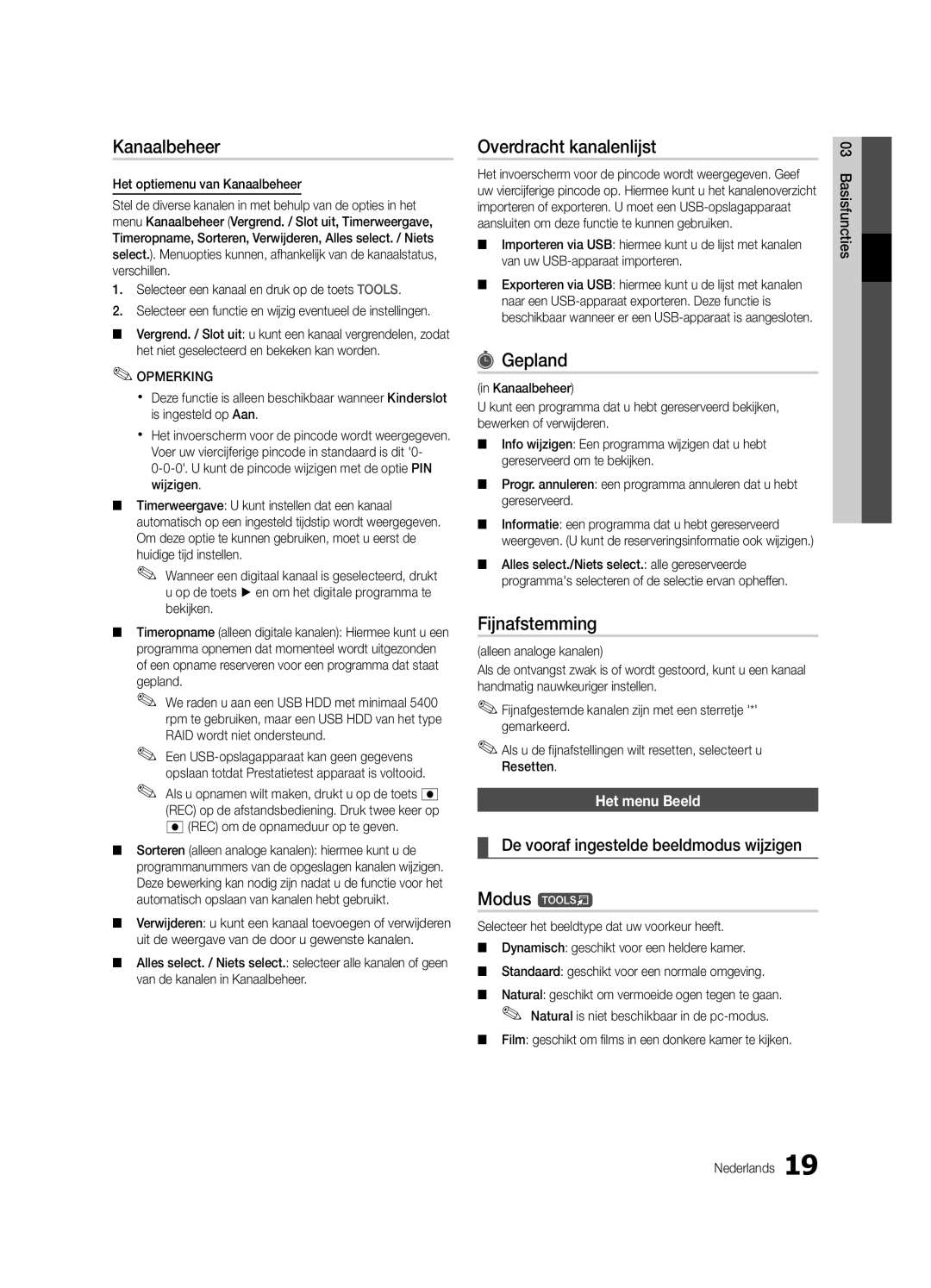 Samsung UE40C9000ZWXXH manual Overdracht kanalenlijst, Gepland, Fijnafstemming, De vooraf ingestelde beeldmodus wijzigen 