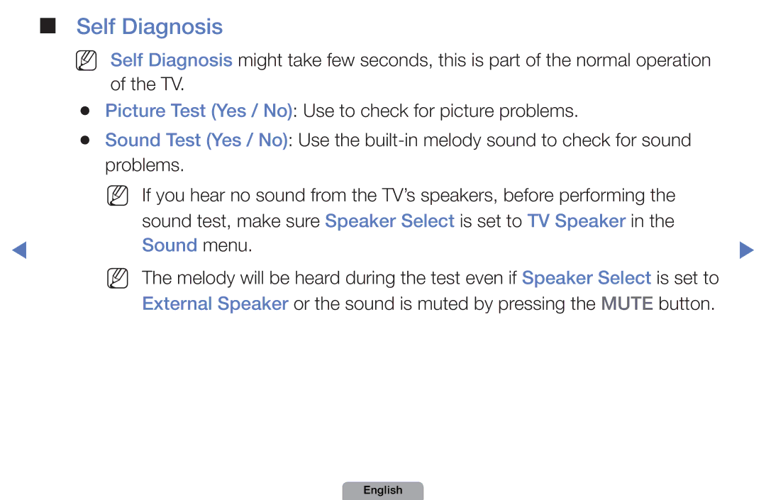 Samsung UE22D5005NWXXE, UE40D5000PWXTK, UE22D5000NWXXN, UE19D4000NWXXN, UE32D4010NWXZG manual Self Diagnosis, Sound menu 