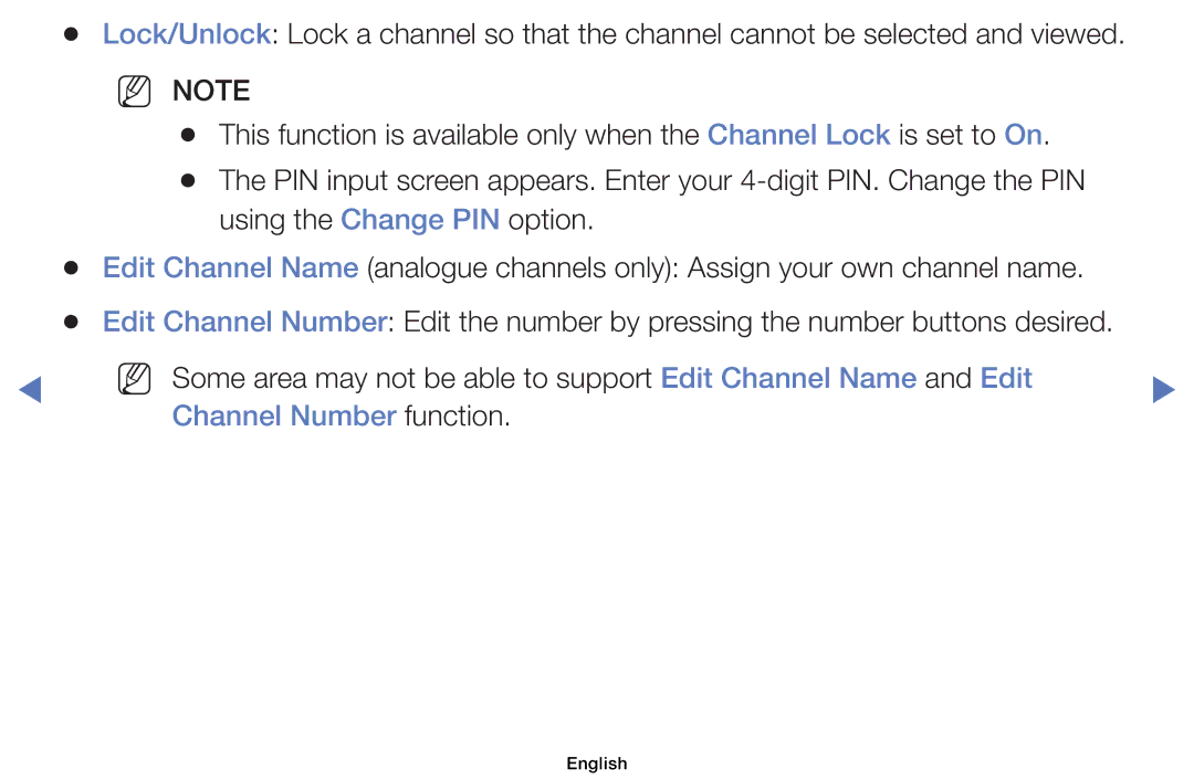 Samsung UE19D4010NWXXN, UE40D5000PWXTK, UE22D5000NWXXN, UE19D4000NWXXN, UE32D4010NWXZG manual NN Note, Channel Number function 