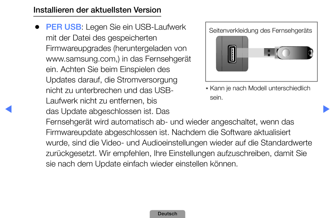 Samsung UE32D4010NWXXN, UE40D5000PWXTK, UE22D5000NWXXN Nicht zu unterbrechen und das USB, Laufwerk nicht zu entfernen, bis 