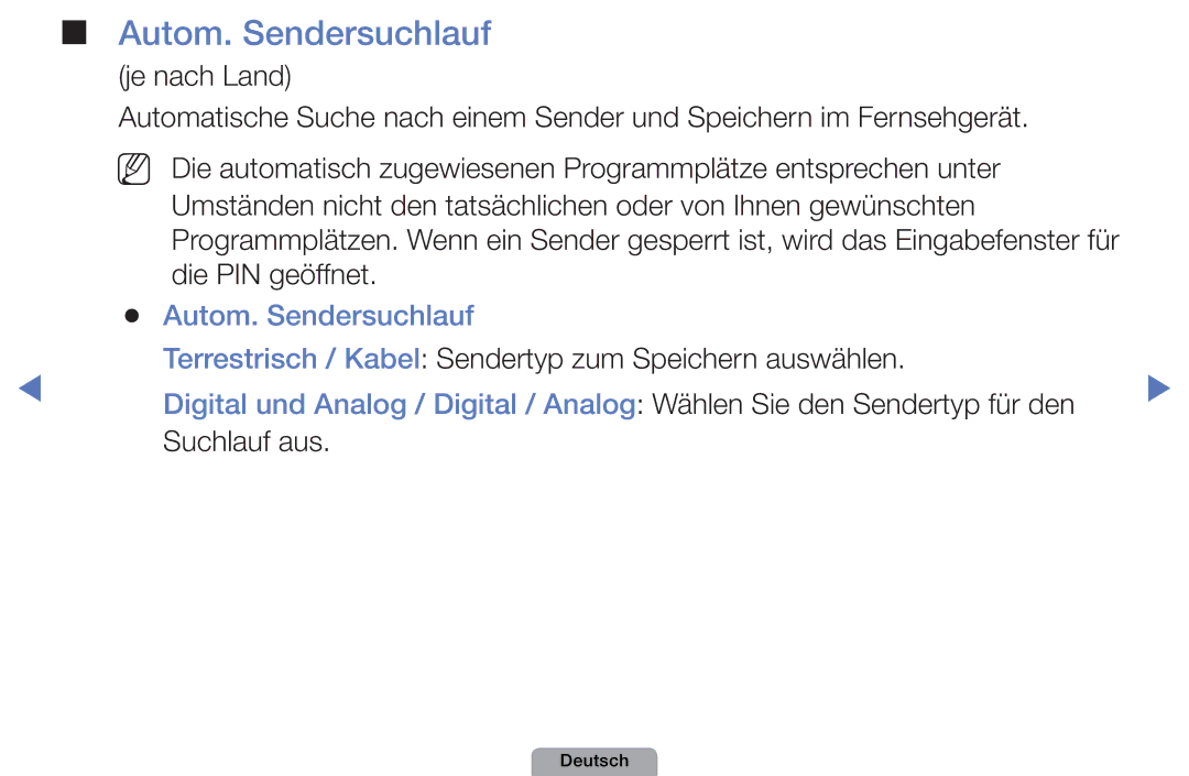 Samsung UE32D4010NWXXN, UE40D5000PWXTK, UE22D5000NWXXN, UE19D4000NWXXN, UE32D4010NWXZG, UE27D5010NWXZG Autom. Sendersuchlauf 