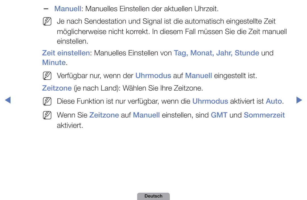 Samsung UE40D5000PWXXH, UE40D5000PWXTK manual Manuell Manuelles Einstellen der aktuellen Uhrzeit, Minute, Aktiviert 