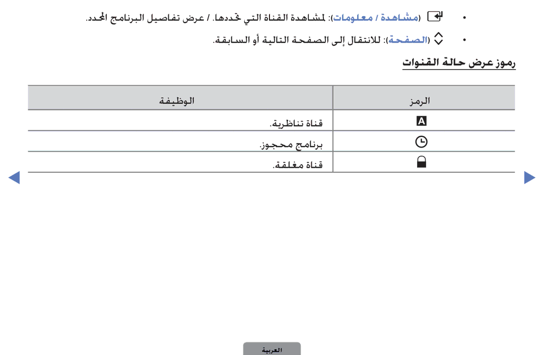 Samsung UA40D5000PWXSH, UE40D5000PWXXC, UA32D4000NWCSH, UA32D4000NWSAB manual ةقباسلا وأ ةيلاتلا ةحفصلا ىلإ لاقتنلال ةحفصلا\ k 