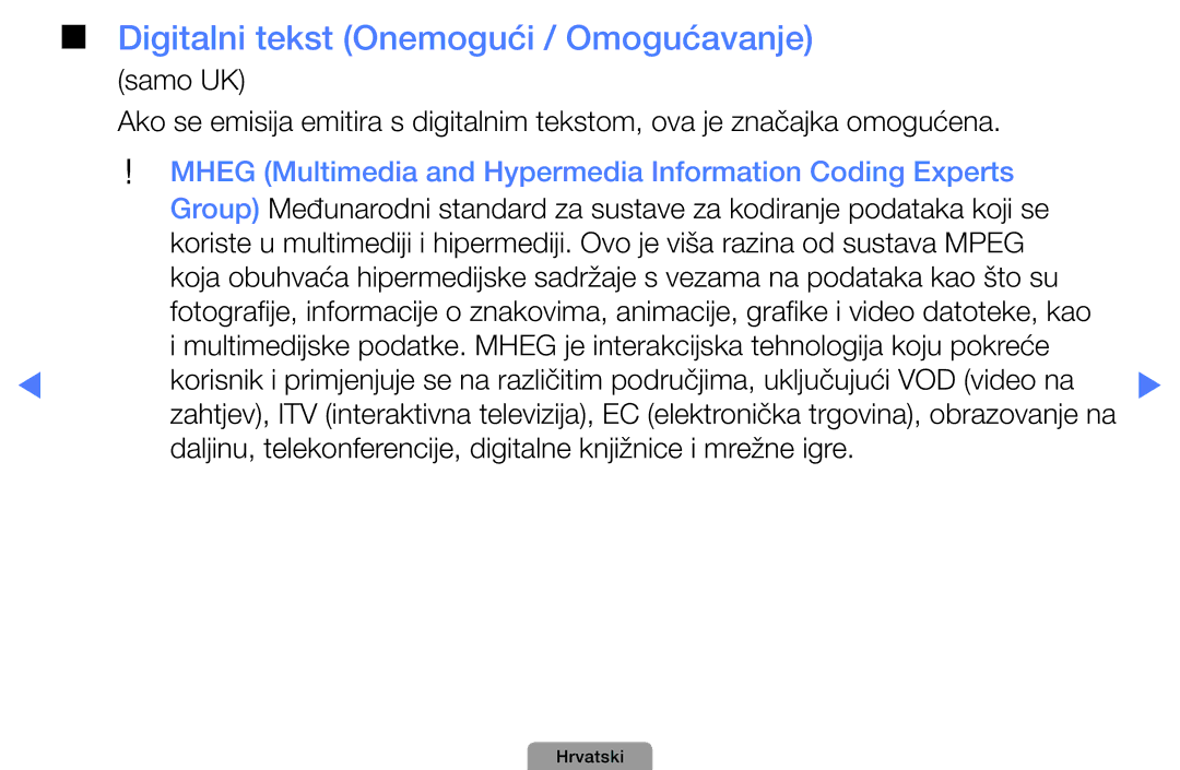 Samsung UE37D5000PWXXH, UE40D5000PWXXH, UE32D5000PWXXH, UE46D5000PWXXH manual Digitalni tekst Onemogući / Omogućavanje 