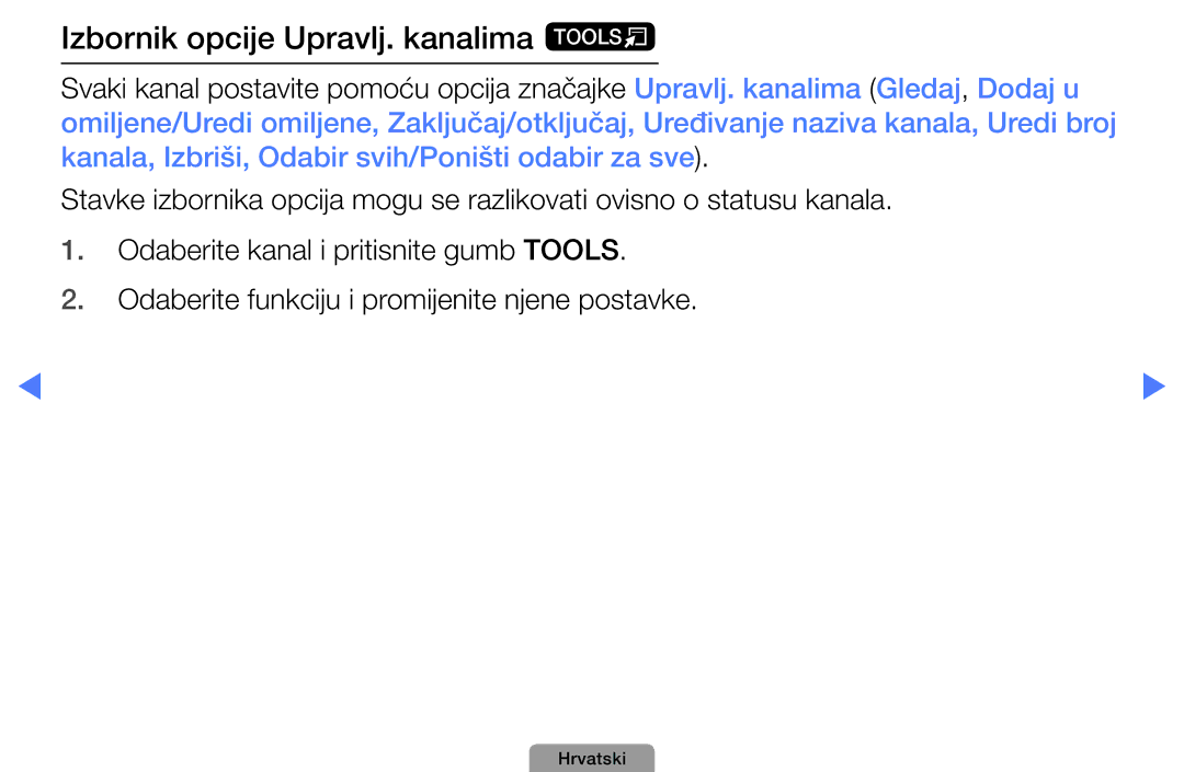 Samsung UE22D5000NWXXH, UE40D5000PWXXH, UE32D5000PWXXH, UE46D5000PWXXH, UE32D4000NWXXH Izbornik opcije Upravlj. kanalima t 