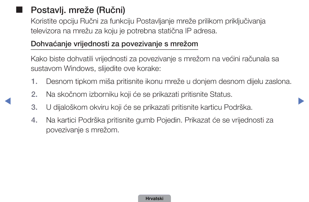 Samsung UE32D4010NWXXH, UE40D5000PWXXH, UE32D5000PWXXH, UE46D5000PWXXH, UE22D5000NWXXH, UE32D4000NWXXH Postavlj. mreže Ručni 