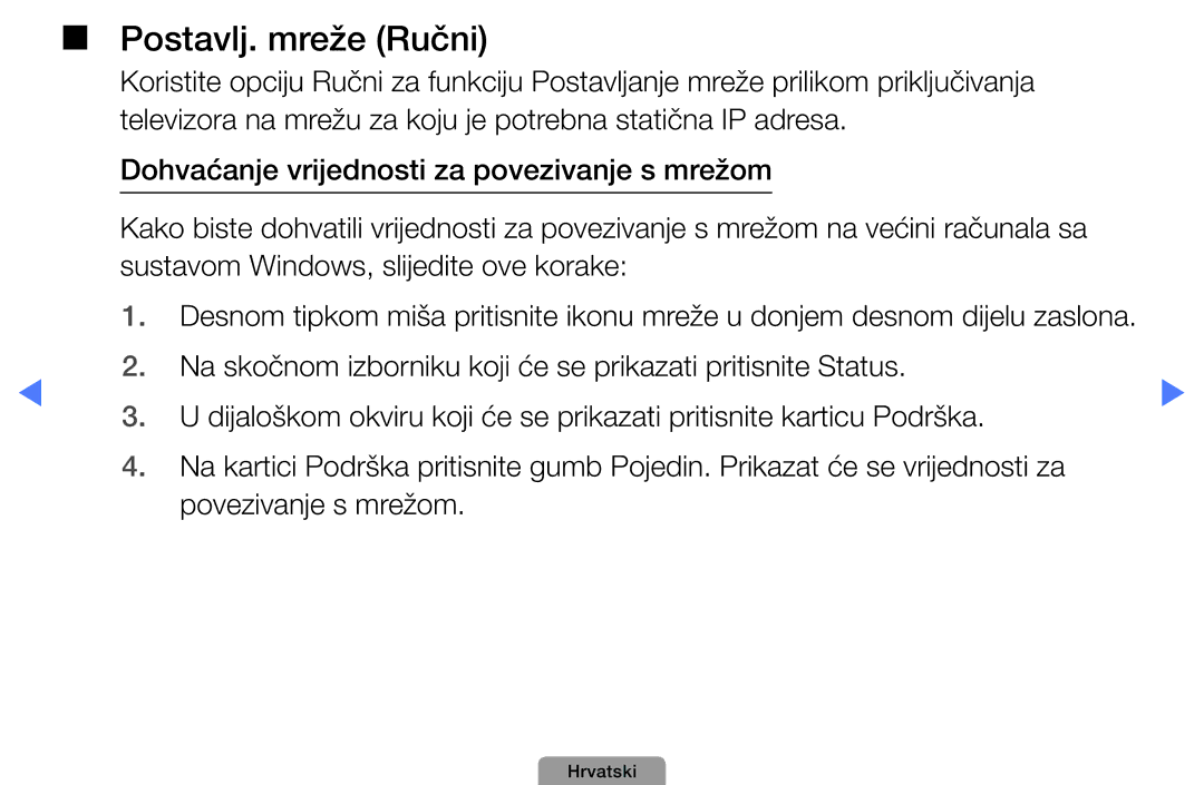 Samsung UE37D5000PWXXH, UE40D5000PWXXH, UE32D5000PWXXH, UE46D5000PWXXH, UE22D5000NWXXH, UE32D4000NWXXH Postavlj. mreže Ručni 