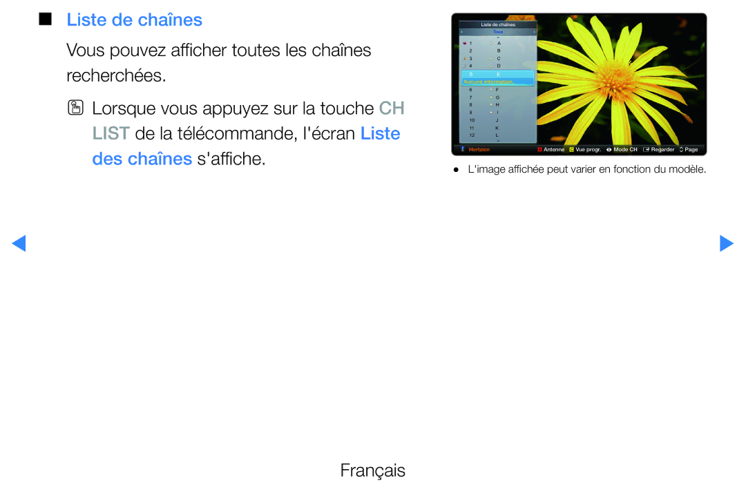 Samsung UE40D5720RSXZF, UE40D5700RSXZF, UE37D5700RSXZF, UE27D5000NWXZF, UE32D5700RSXZF, UE37D5720RSXZF manual Liste de chaînes 