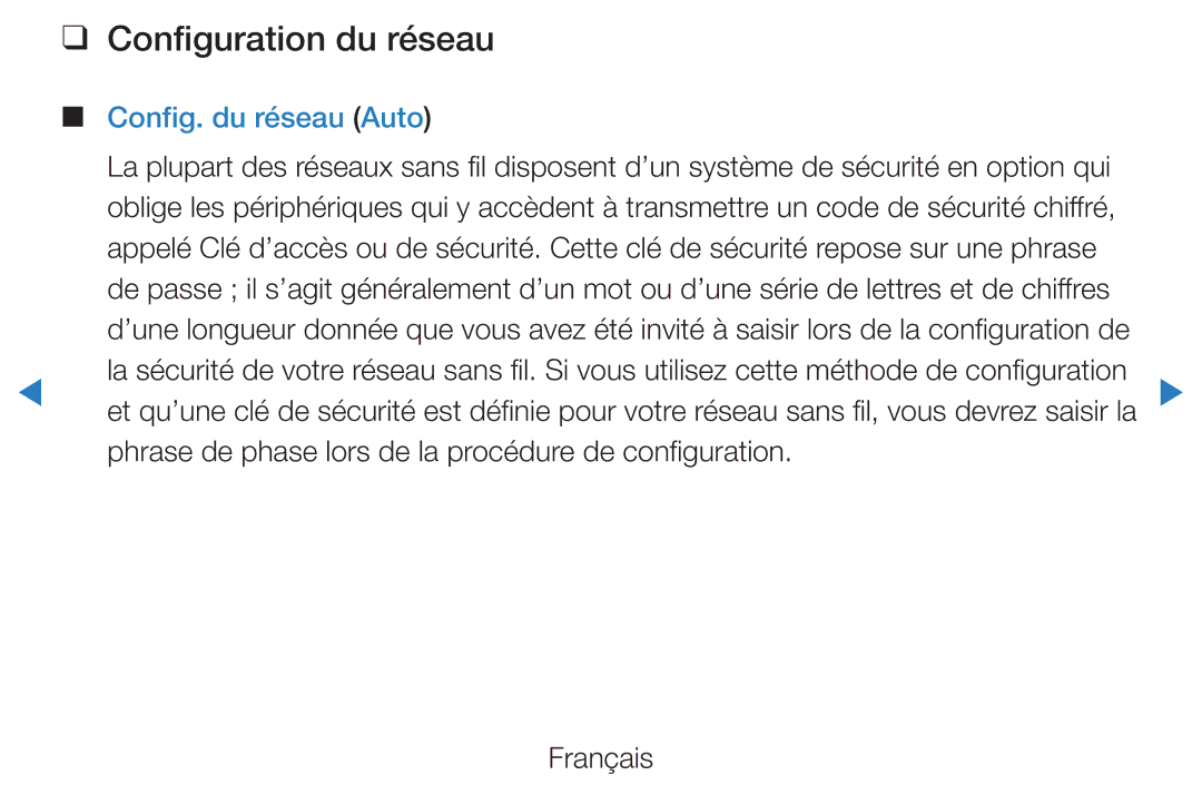 Samsung UE46D5700RSXZF, UE40D5720RSXZF, UE40D5700RSXZF, UE37D5700RSXZF manual Configuration du réseau, Config. du réseau Auto 