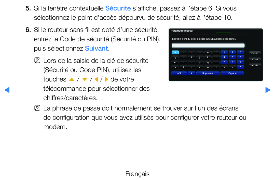 Samsung UE40D5700RSXZF, UE40D5720RSXZF, UE37D5700RSXZF manual Télécommande pour sélectionner des chiffres/caractères 