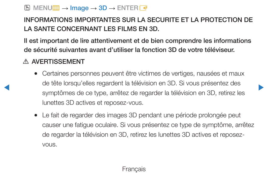 Samsung UE32D5700RSXZF, UE40D5720RSXZF, UE40D5700RSXZF, UE37D5700RSXZF, UE27D5000NWXZF manual Avertissement, Vous Français 