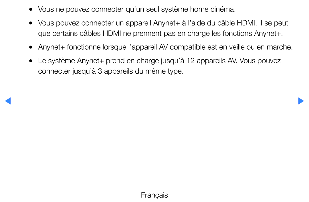 Samsung UE37D5720RSXZF, UE40D5720RSXZF, UE40D5700RSXZF manual Vous ne pouvez connecter qu’un seul système home cinéma 