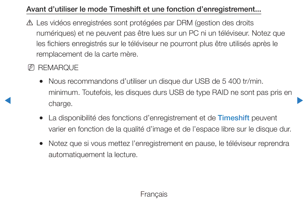 Samsung UE32D5700RSXZF, UE40D5720RSXZF, UE40D5700RSXZF, UE37D5700RSXZF manual Charge, Automatiquement la lecture Français 