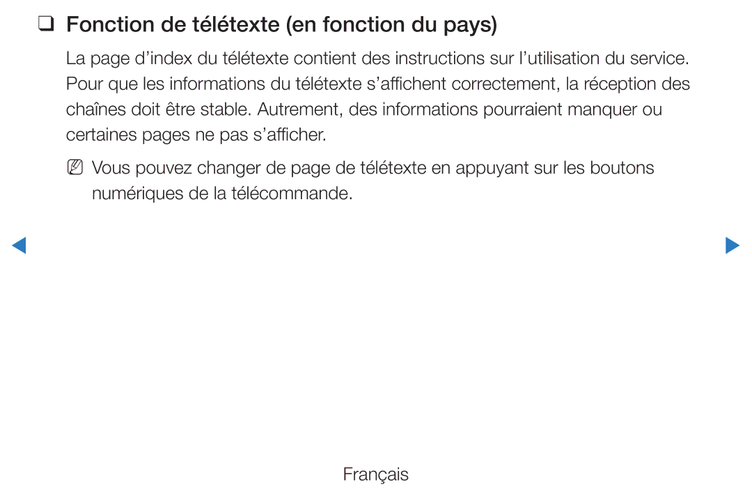 Samsung UE37D5700RSXZF, UE40D5720RSXZF, UE40D5700RSXZF, UE27D5000NWXZF manual Fonction de télétexte en fonction du pays 