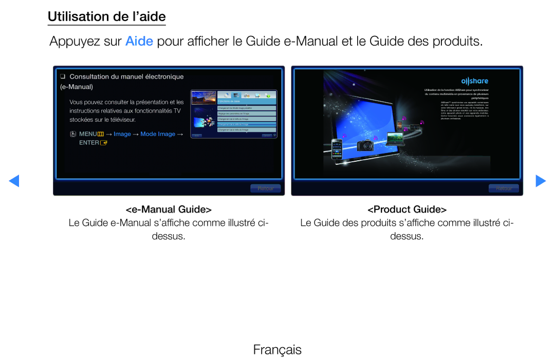 Samsung UE27D5000NWXZF, UE40D5720RSXZF, UE40D5700RSXZF, UE37D5700RSXZF manual Consultation du manuel électronique e-Manual 