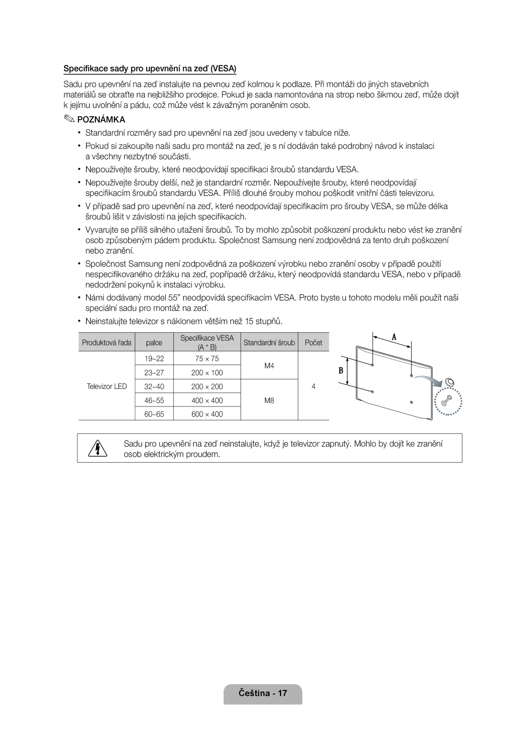 Samsung UE37D6000TWXXH, UE40D6000TWXXH Palce, Počet, Produktová řada, Specifikace Vesa Standardní šroub, Televizor LED 