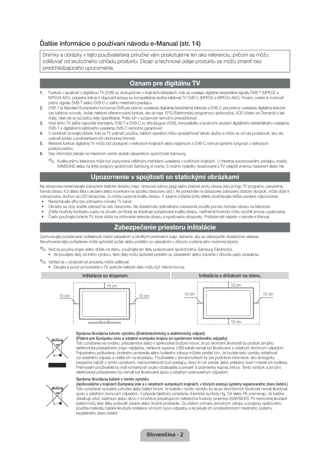 Samsung UE37D6000TWXXH, UE40D6000TWXXH manual Ďalšie informácie o používaní návodu e-Manual str, Oznam pre digitálnu TV 