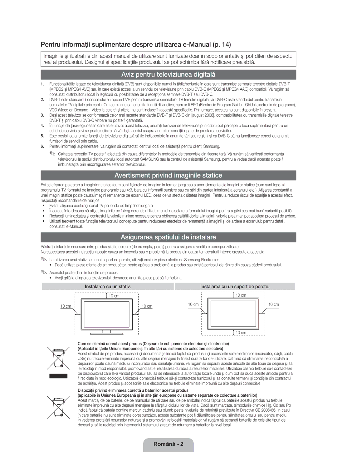 Samsung UE40D6000TWXXH Pentru informaţii suplimentare despre utilizarea e-Manual p, Aviz pentru televiziunea digitală 