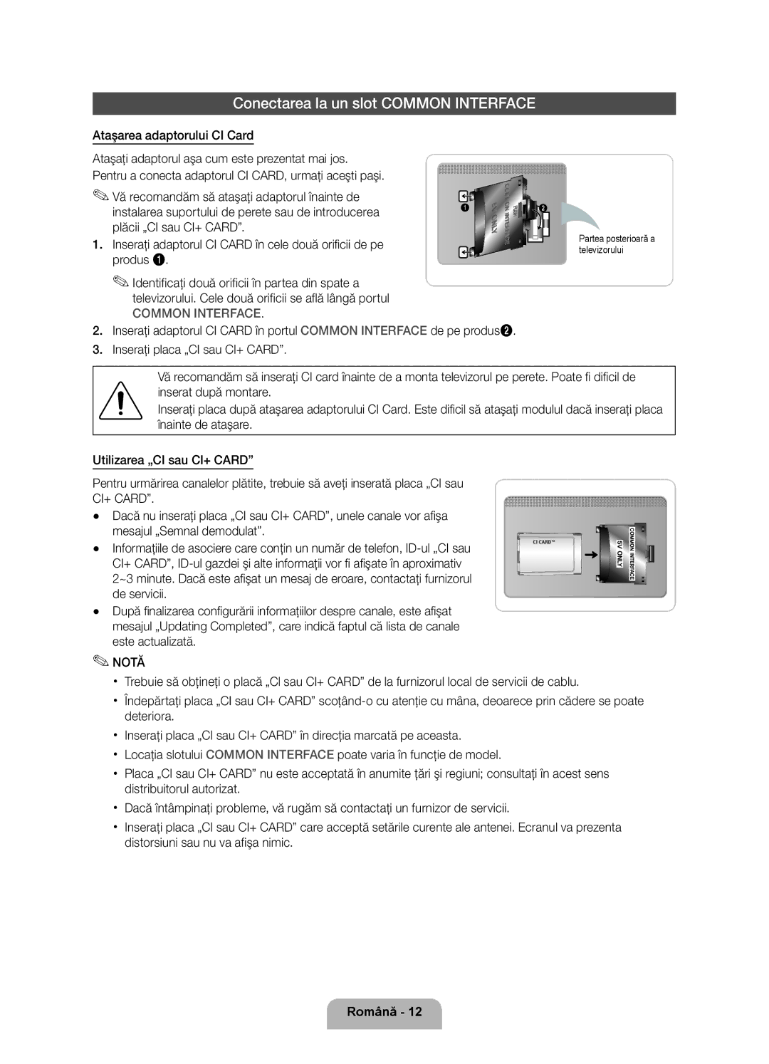 Samsung UE40D6000TWXXH manual Conectarea la un slot Common Interface, Ataşarea adaptorului CI Card 