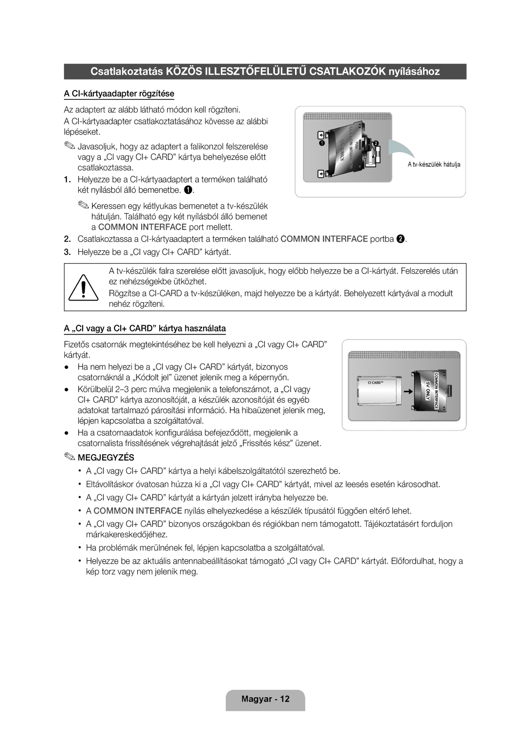 Samsung UE40D6000TWXXH manual Csatlakoztassa, Tv-készülék hátulja 