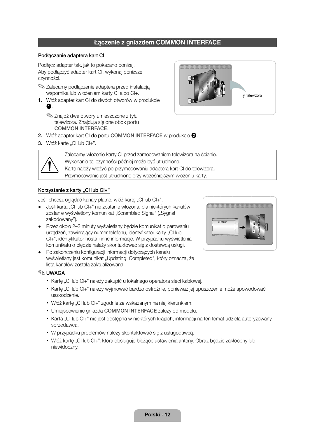 Samsung UE40D6000TWXXH manual Łączenie z gniazdem Common Interface 