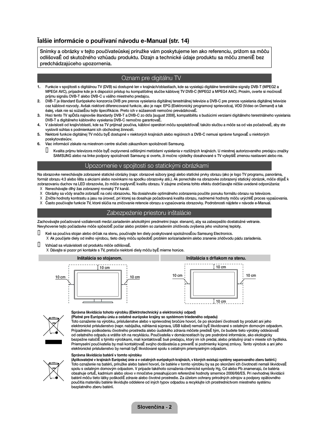 Samsung UE37D6100SWXXH, UE40D6120SWXXH manual Ďalšie informácie o používaní návodu e-Manual str, Oznam pre digitálnu TV 