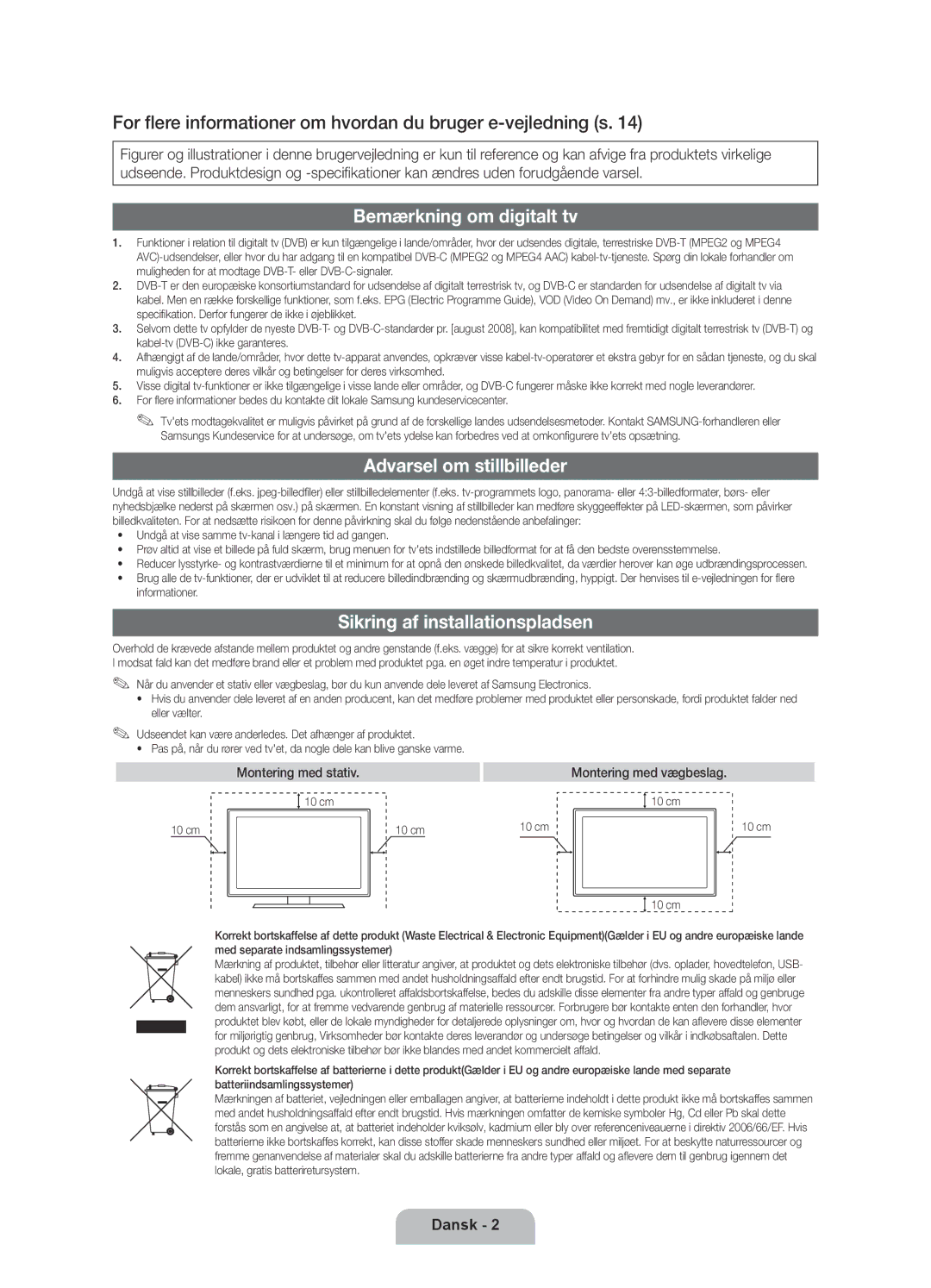 Samsung UE40D6207TKXXE manual For flere informationer om hvordan du bruger e-vejledning s, Bemærkning om digitalt tv 