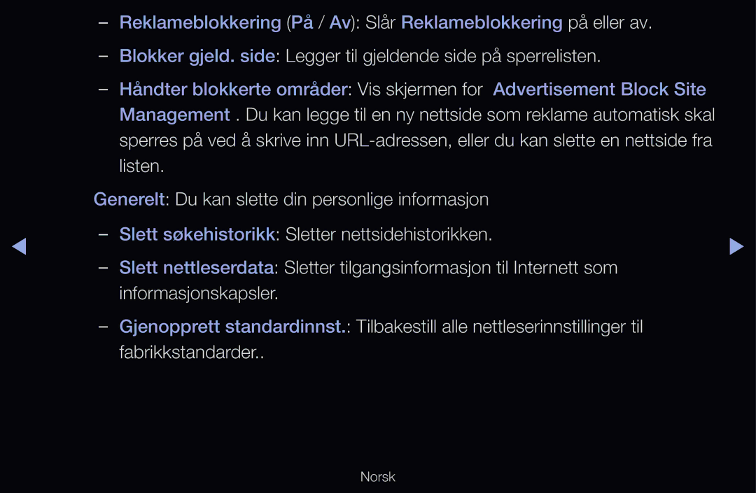 Samsung UE40D6577WKXXE, UE40D6500VHXXC, UE40D6207TKXXE manual Reklameblokkering På / Av Slår Reklameblokkering på eller av 