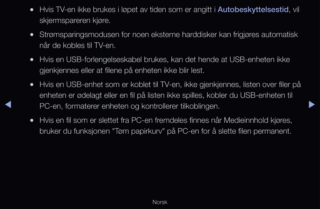 Samsung UE40D6505VSXXE, UE40D6500VHXXC manual Skjermspareren kjøre, PC-en, formaterer enheten og kontrollerer tilkoblingen 