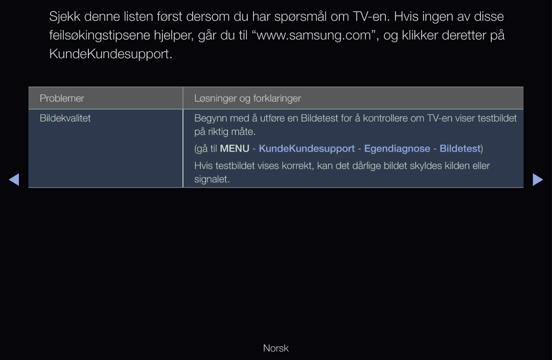 Samsung UE32D6515WSXXE, UE40D6500VHXXC, UE40D6207TKXXE, UE40D6535WSXXE Problemer Løsninger og forklaringer Bildekvalitet 