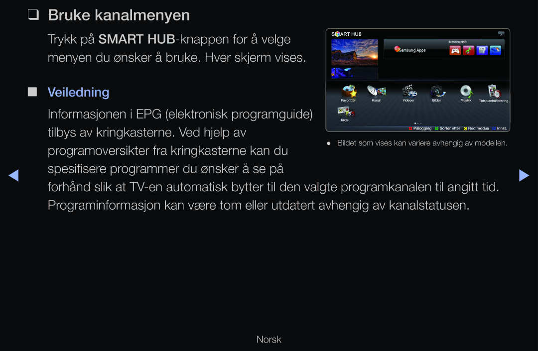 Samsung UE46D6515WSXXE, UE40D6500VHXXC, UE40D6207TKXXE manual Bruke kanalmenyen, Tilbys av kringkasterne. Ved hjelp av 