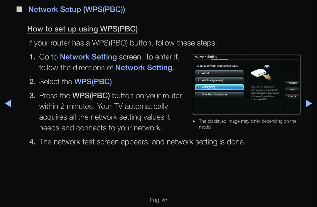 Samsung UE46D6500VSXZF, UE40D6530WSXZG, UE40D6530WSXXN manual Select the Wpspbc, Within 2 minutes. Your TV automatically 