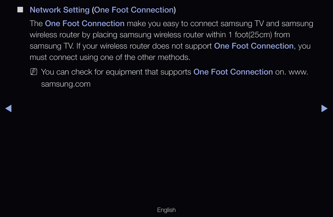 Samsung UE40D6500VSXZF, UE40D6530WSXZG, UE40D6530WSXXN, UE40D6510WSXZG, UE46D6770WSXZG Network Setting One Foot Connection 