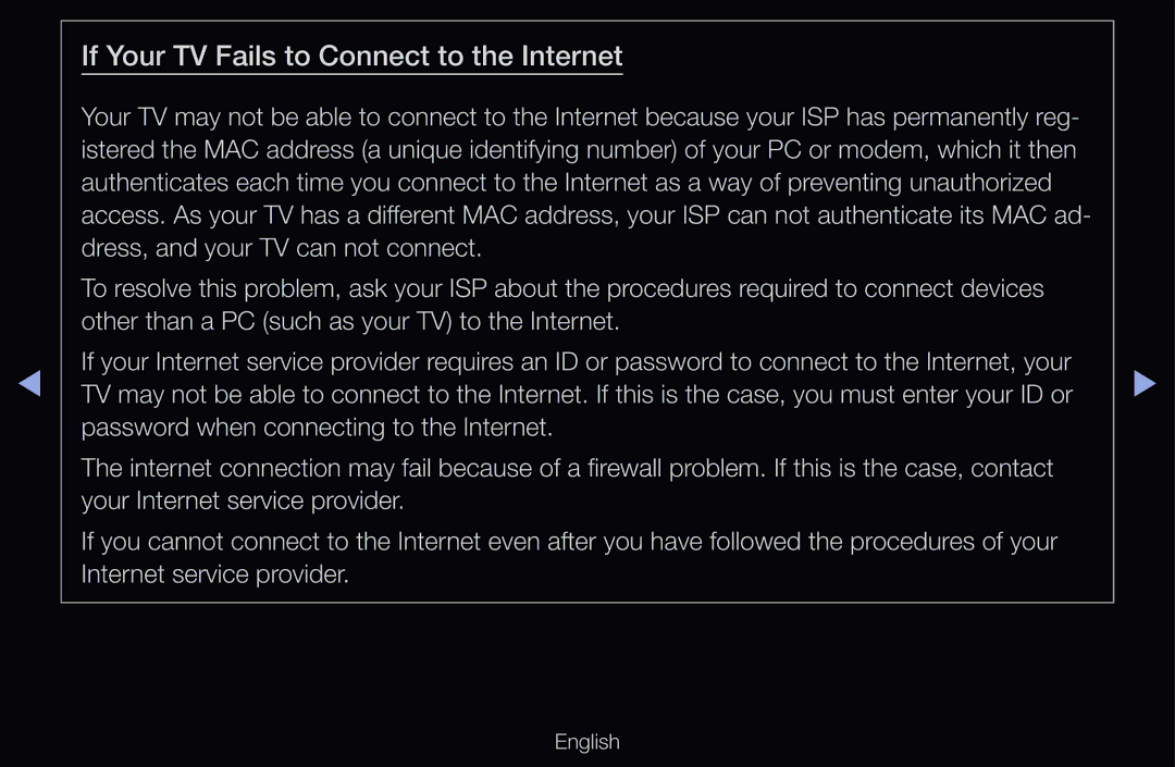 Samsung UE37D6510WQXZT, UE40D6530WSXZG, UE40D6530WSXXN, UE40D6510WSXZG manual If Your TV Fails to Connect to the Internet 