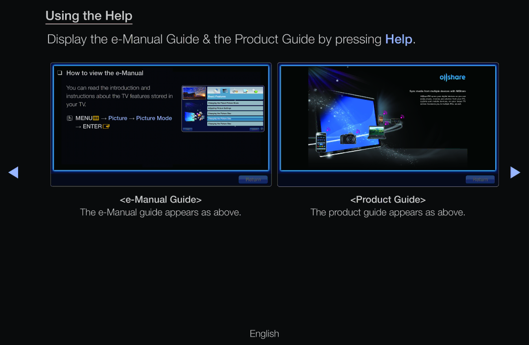 Samsung UE60D6500VSXXN, UE40D6530WSXZG, UE40D6530WSXXN, UE40D6510WSXZG Product Guide Product guide appears as above English 