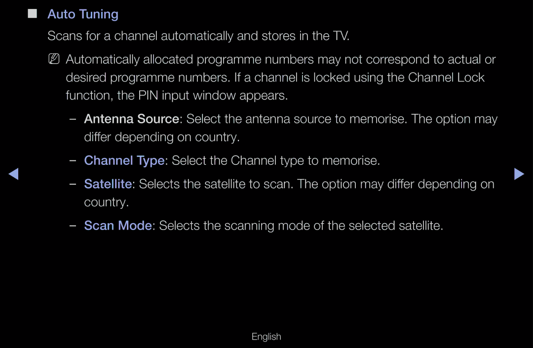 Samsung UE32D6000TWXZG, UE40D6530WSXZG, UE40D6530WSXXN manual Scans for a channel automatically and stores in the TV 