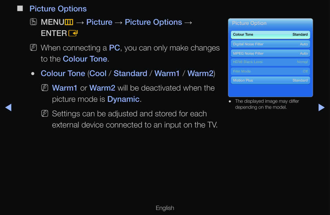 Samsung UE40D6570WSXXH, UE40D6530WSXZG, UE40D6530WSXXN manual Picture Options OO MENUm → Picture → Picture Options → 