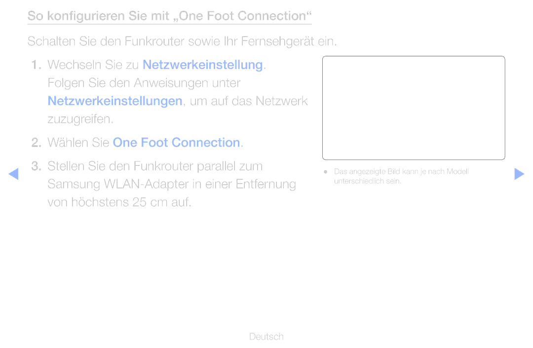 Samsung UE46D6530WSXXH, UE40D6530WSXZG manual Zuzugreifen, Stellen Sie den Funkrouter parallel zum, Von höchstens 25 cm auf 