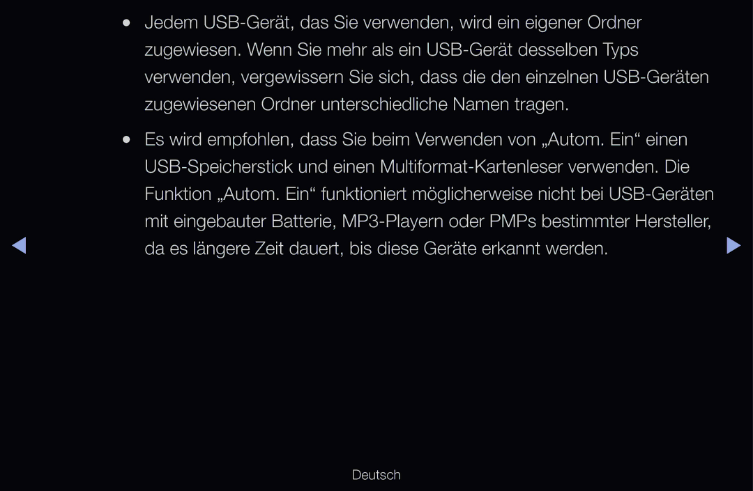 Samsung UE37D6530WSXZG, UE40D6530WSXZG, UE40D6530WSXXN manual Da es längere Zeit dauert, bis diese Geräte erkannt werden 