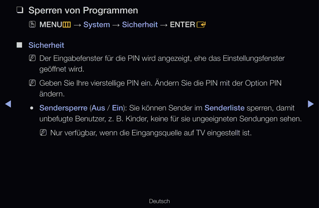 Samsung UE32D6500VSXZG, UE40D6530WSXZG, UE40D6530WSXXN, UE40D6510WSXZG, UE46D6770WSXZG, UE46D6500VSXTK Sperren von Programmen 