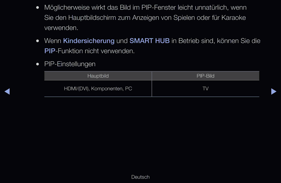 Samsung UE37D6300SSXZG, UE40D6530WSXZG, UE40D6530WSXXN, UE40D6510WSXZG, UE46D6770WSXZG, UE46D6500VSXTK manual Hauptbild PIP-Bild 