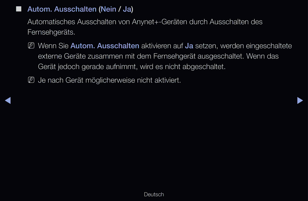 Samsung UE55D6000TWXTK, UE40D6530WSXZG, UE40D6530WSXXN, UE40D6510WSXZG manual NN Je nach Gerät möglicherweise nicht aktiviert 